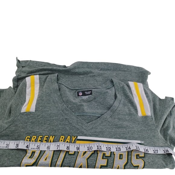 NFL Team Green Bay Packers Tee V-Neck Short Sleeve T-Shirt WM's Size M Soft Gray - Picture 4 of 9